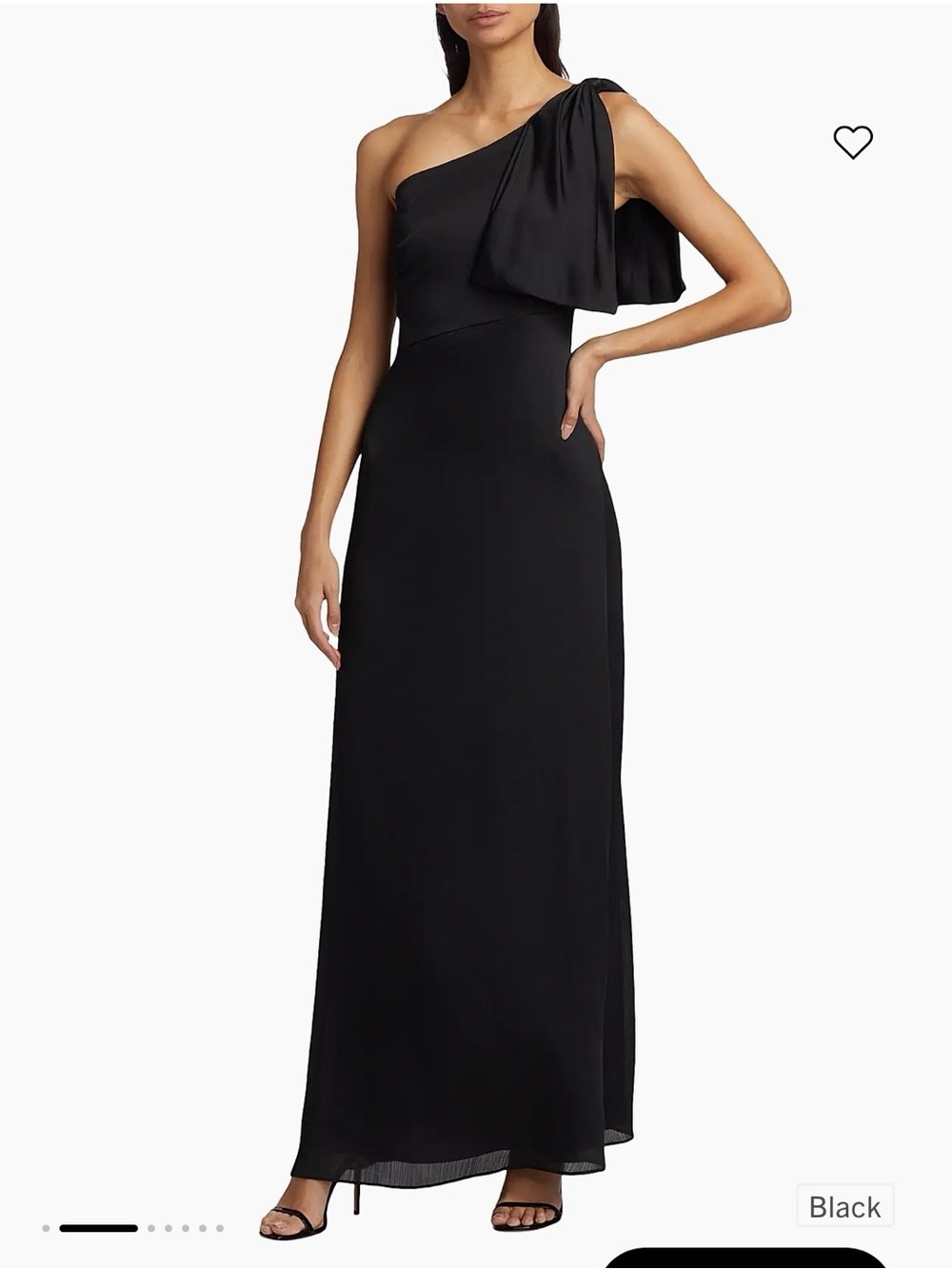 Sachin + Babi One-Shoulder Black Evening Gown with Draped Shoulder